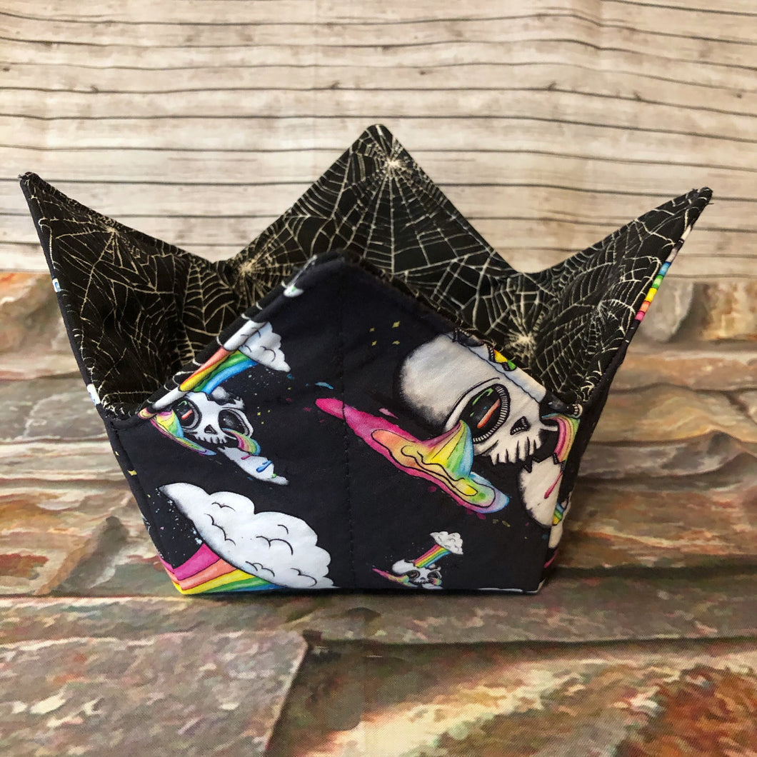 Portable Yarn Bowl - Rainbow Skulls